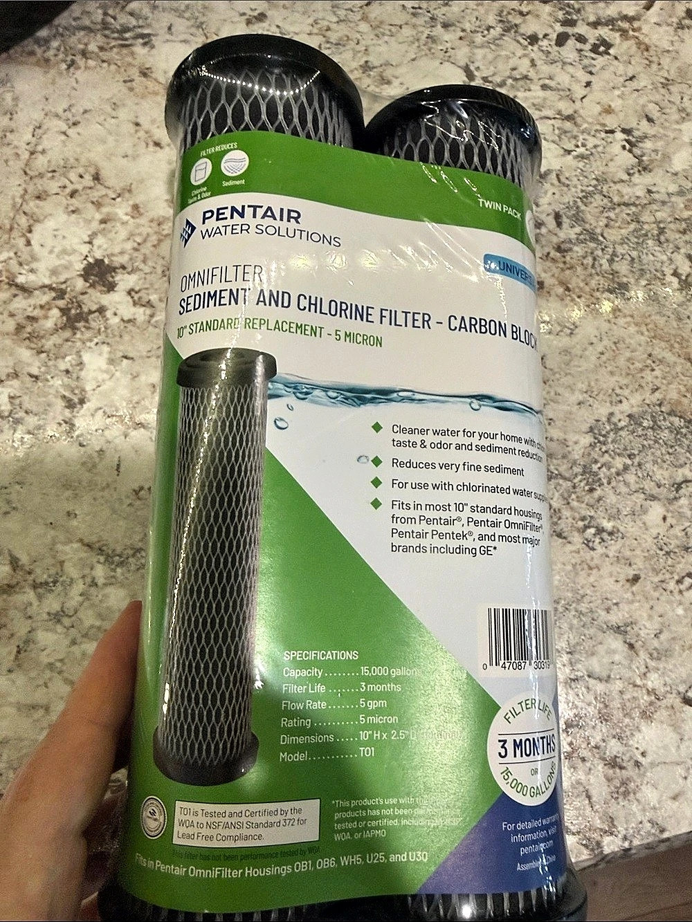 Pentair OmniFilter T01 Water Filter 2-Pack